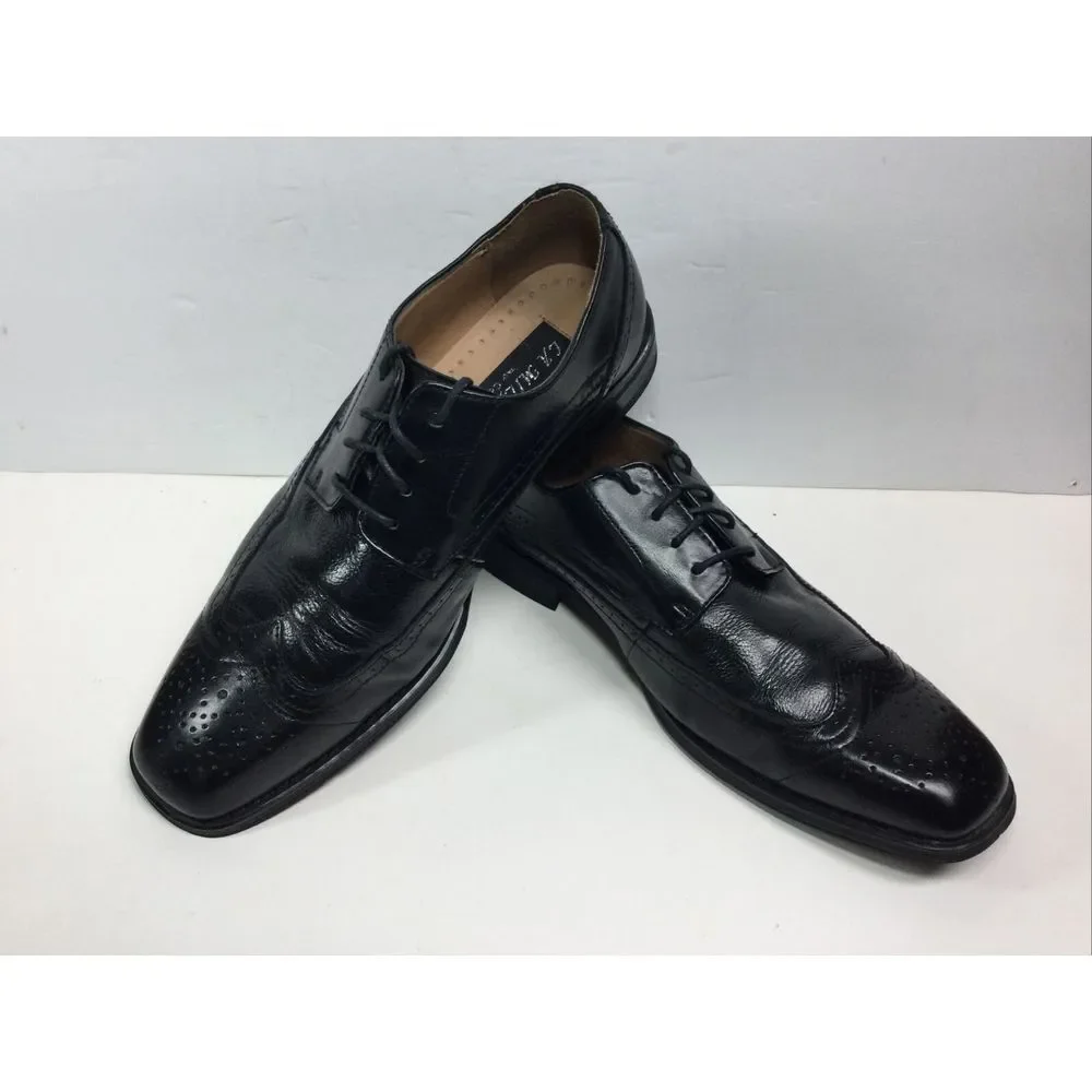 La Milano Wingtip Shoes Mens Size 10‎ M Black Leather Oxfords Dress